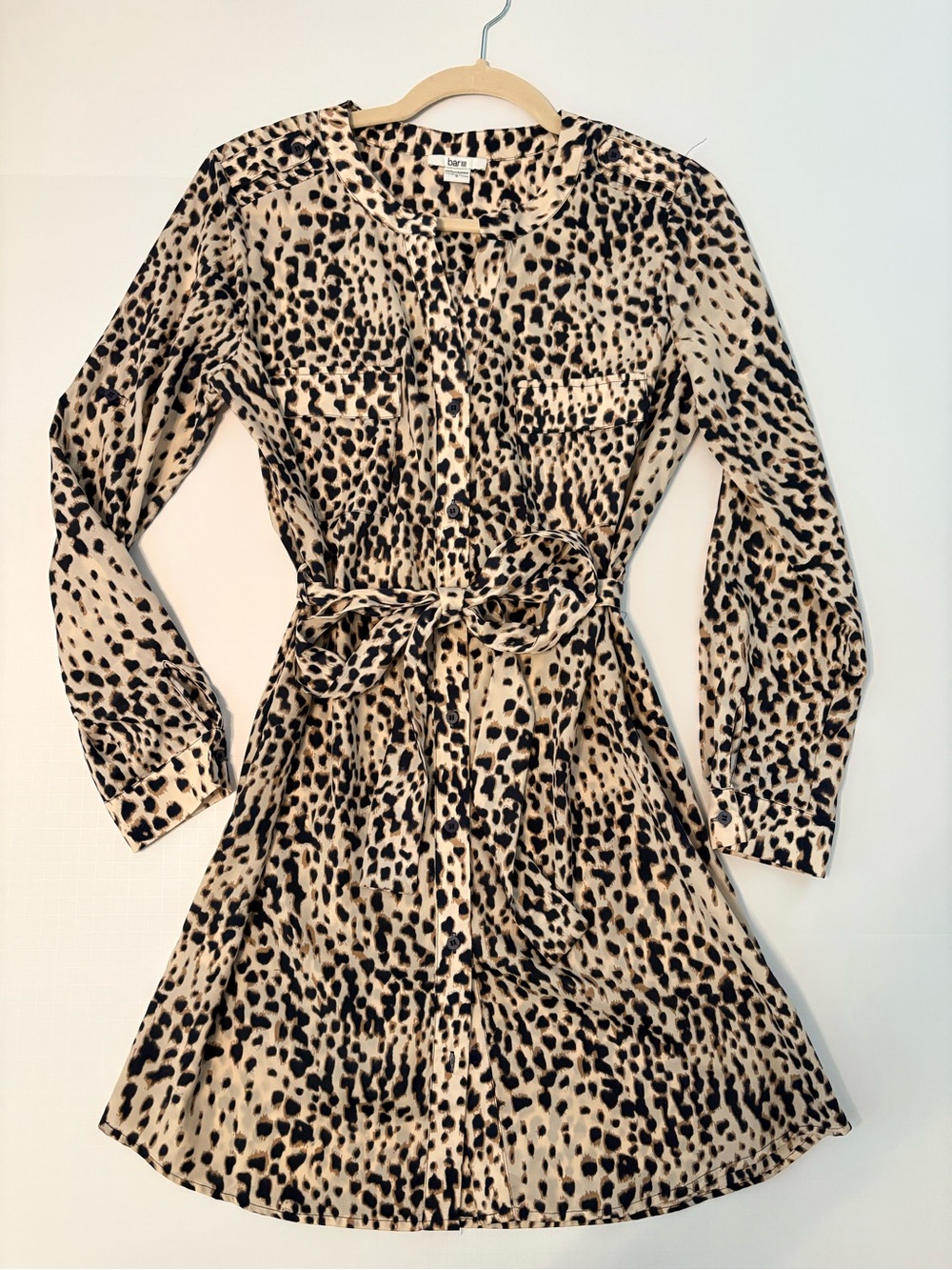 Kacey Montoya’s Closet | Bar III Beige and Black Leopard Print Shirt Dress
